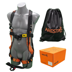 ARESTA Deluxe Kit 1B - Double Point Harness - standard buckle, 1.5m Adjustable Webbing Lanyard attached the harness, Carabiner